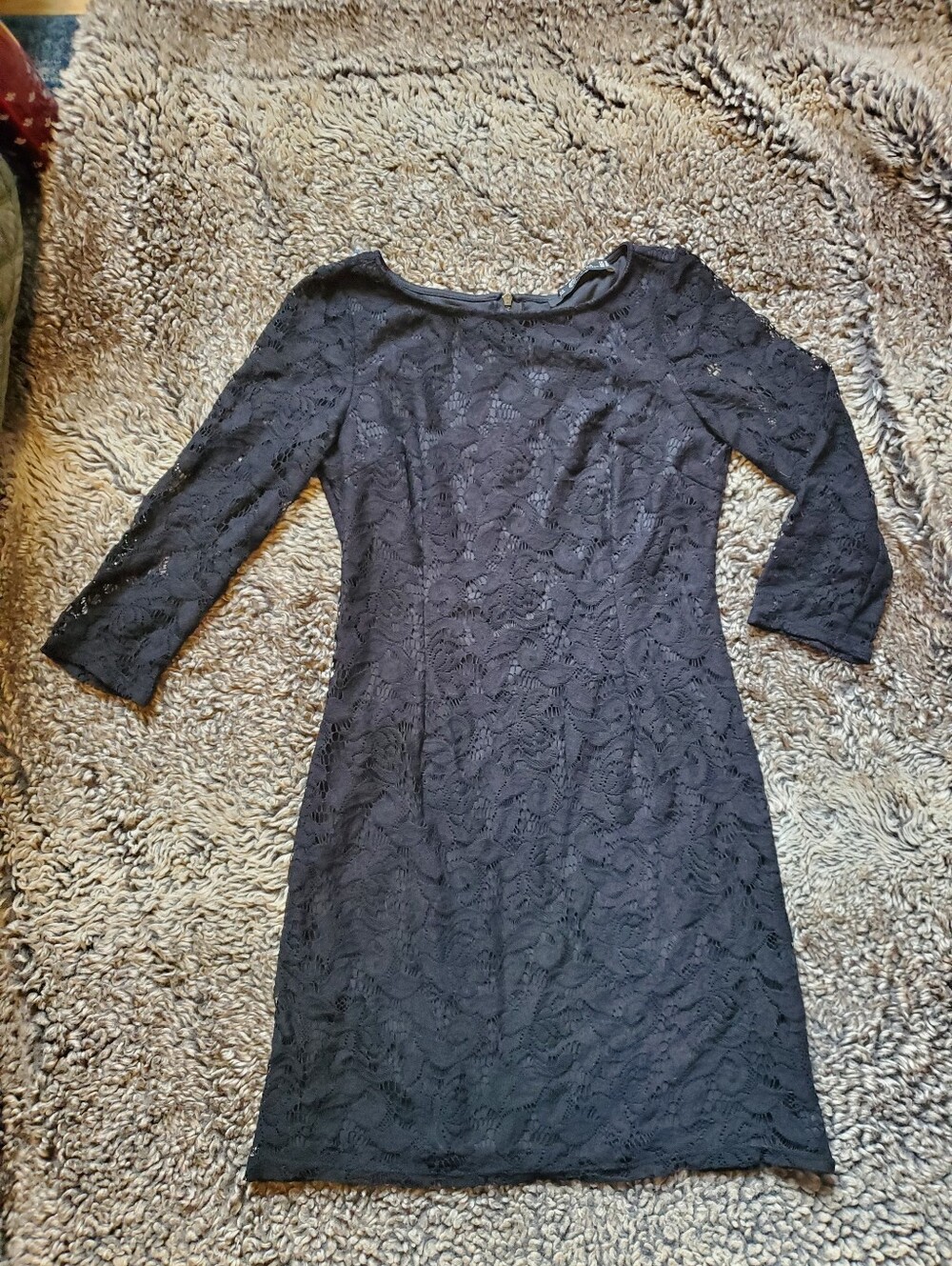 Zara Black Lace Sheath Dress with 3/4 Sleeves
